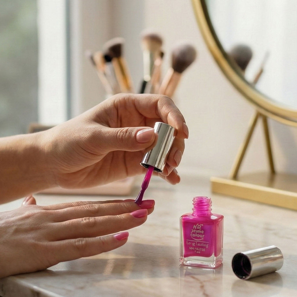 Vibrant glossy nail paint shade in 5 ML compact bottle