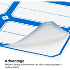 Blue-bordered writable label sheets for neat organization