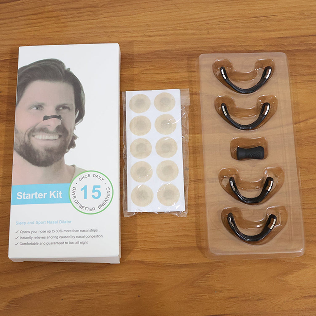 Side view of person wearing nasal strip showing discreet design