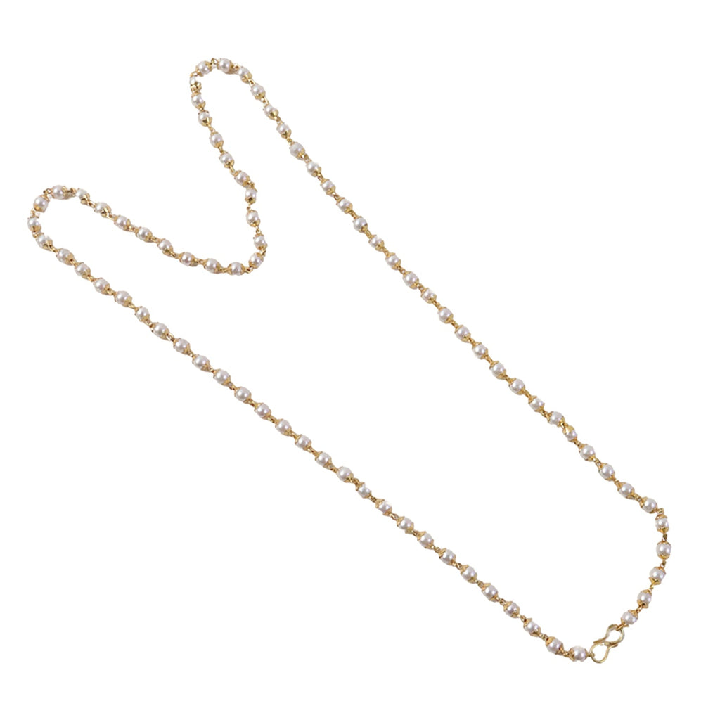 Festive pearl beaded necklace in gold-tone for women