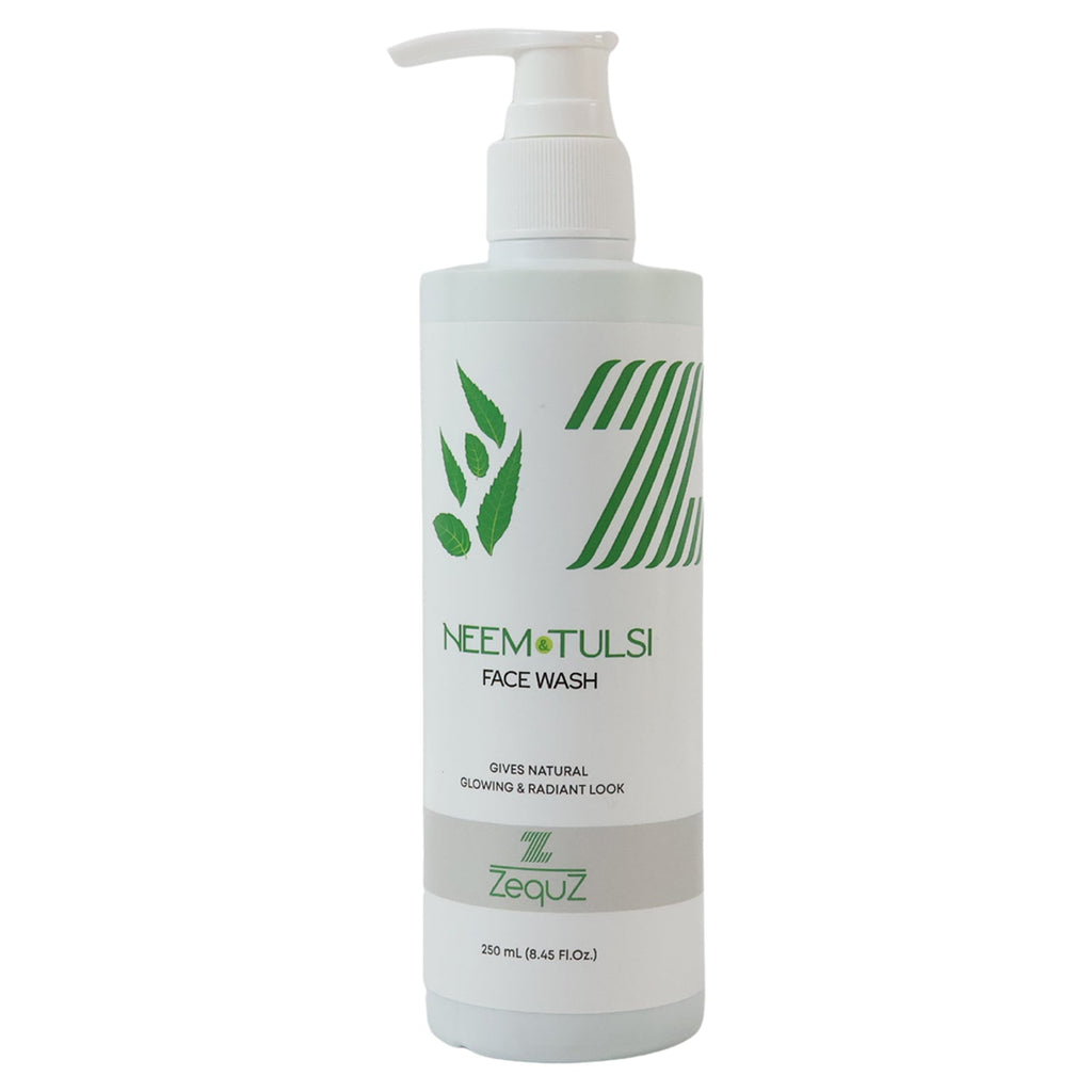 Side view of Neem & Tulsi Face Wash bottle highlighting pump dispenser