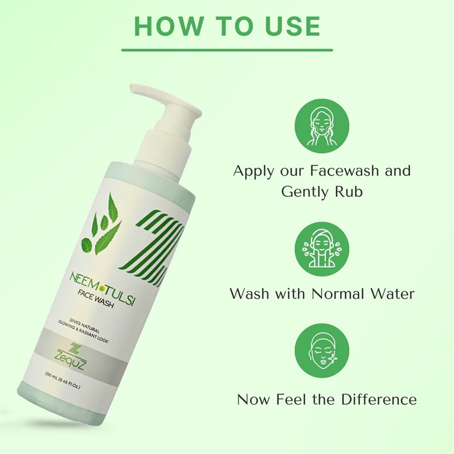 Zequz brand logo on Neem & Tulsi Face Wash packaging showing authenticity