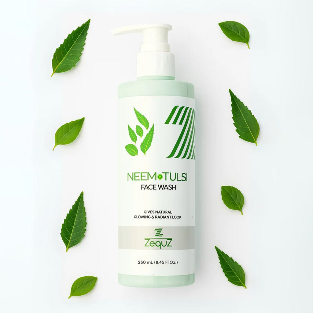 Close-up of pump dispenser on Neem & Tulsi Face Wash bottle for hygienic use