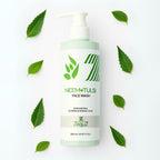 Close-up of pump dispenser on Neem & Tulsi Face Wash bottle for hygienic use
