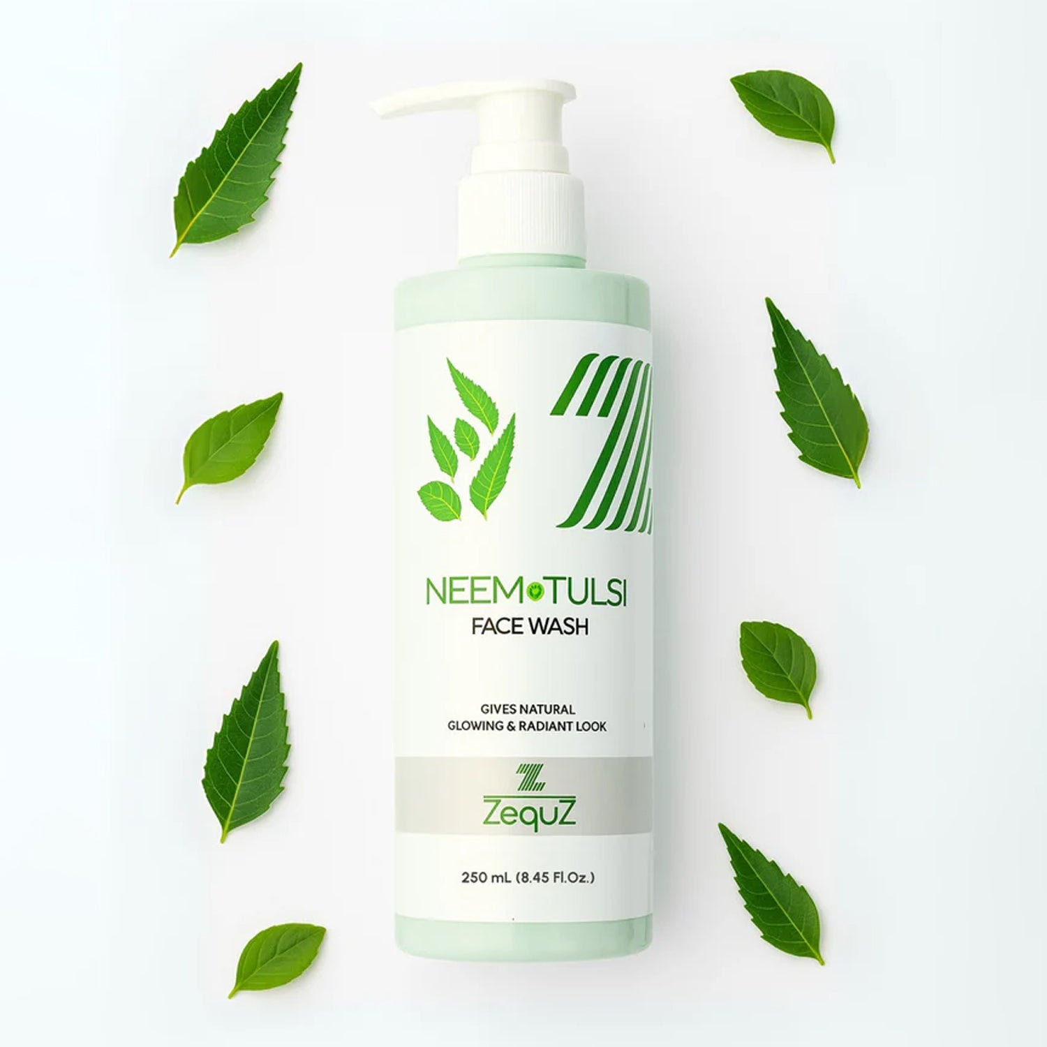 Close-up of pump dispenser on Neem & Tulsi Face Wash bottle for hygienic use
