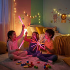 Party glow stick set glowing brightly in dark environment