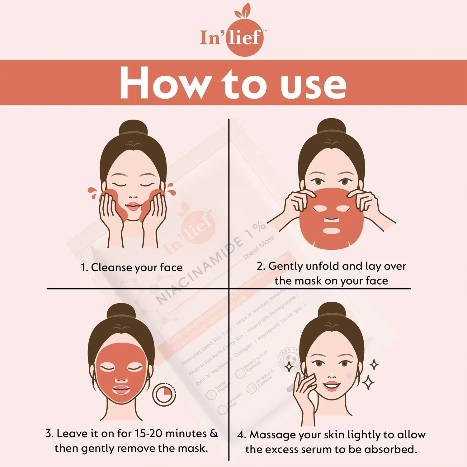Daily skincare use Niacinamide sheet mask packaging with eco-friendly design