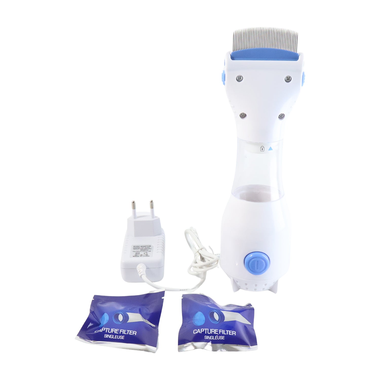 Electric anti-lice comb powered by included adapter for stable usage