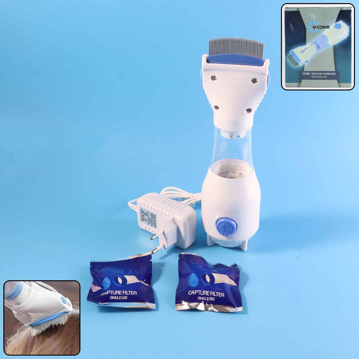 Electric anti-lice comb featuring fine stainless steel teeth for precise lice removal