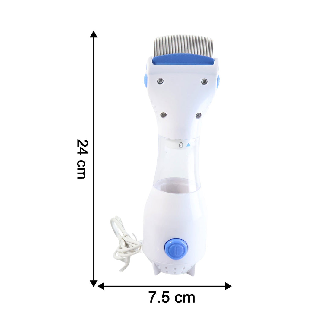Size comparison of the electric anti-lice vacuum comb