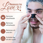 Close-up of activated charcoal nose strip removing blackheads