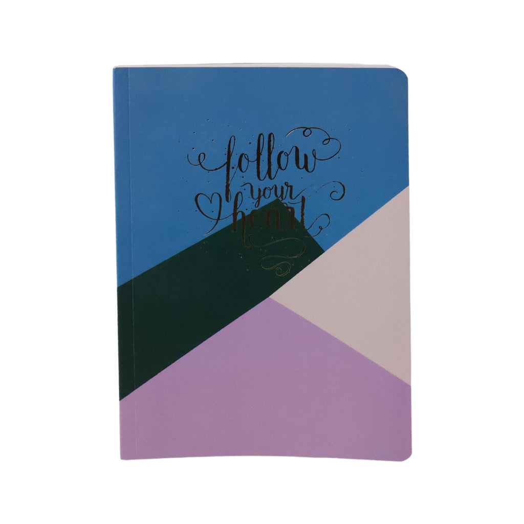 Hardcover ruled notebook spine with bound binding detail