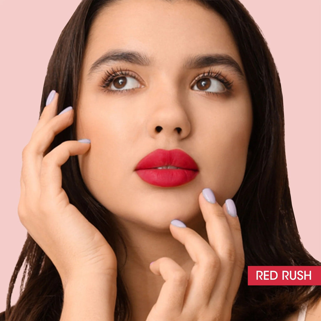 Velvet texture of Red Rush lip color for smooth application