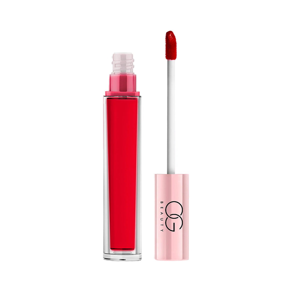 Luxury finish of Red Rush Liquid Lipstick in intense red shade