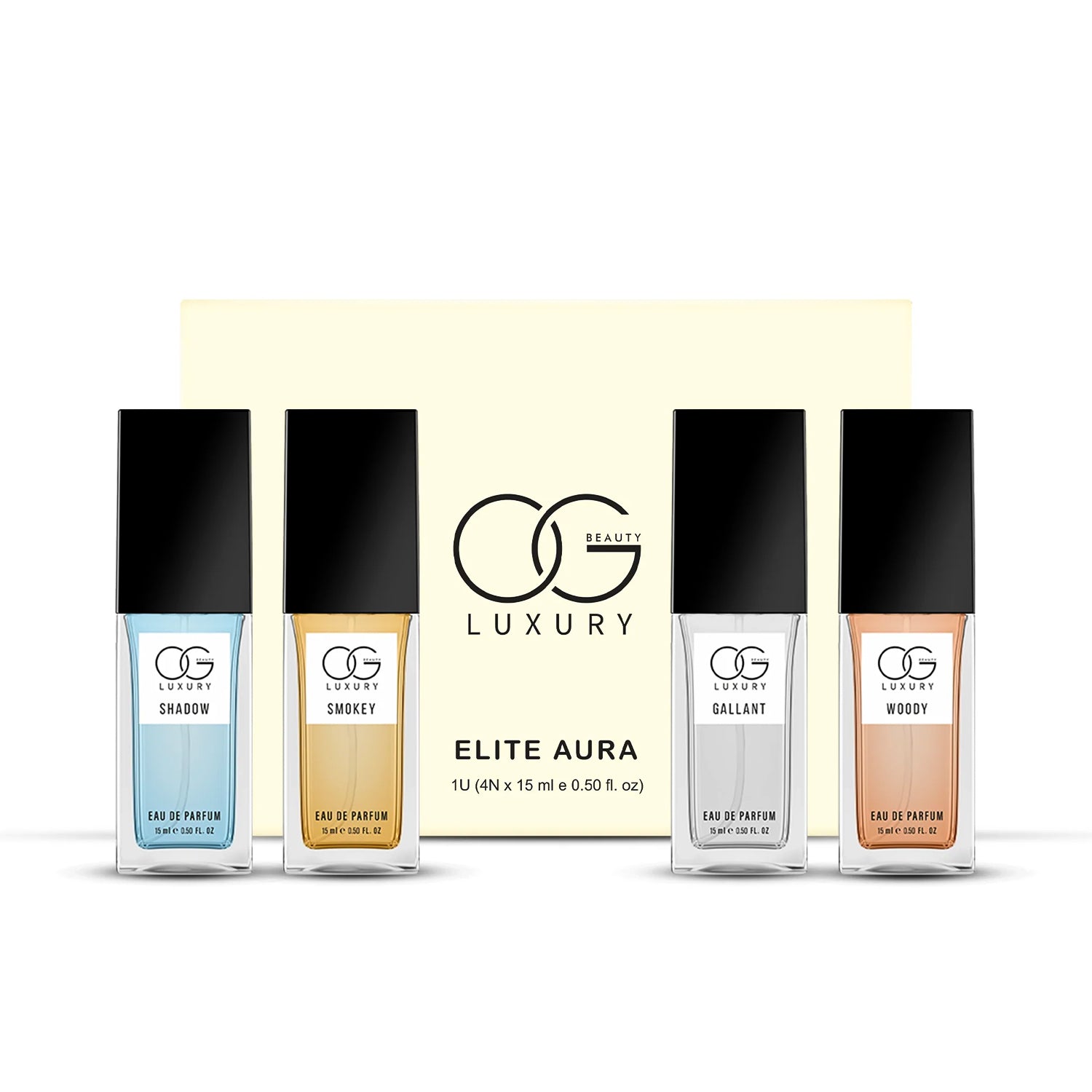 Elegantly designed compact perfume bottles included in the unisex fragrance gift set