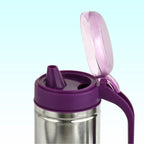 Close up view of ergonomic handle on stainless steel oil pourer