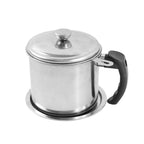 Reusable cooking oil storage pot with anti-slip base for kitchen stability
