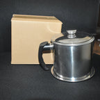 Cooking oil storage and straining pot made of stainless steel