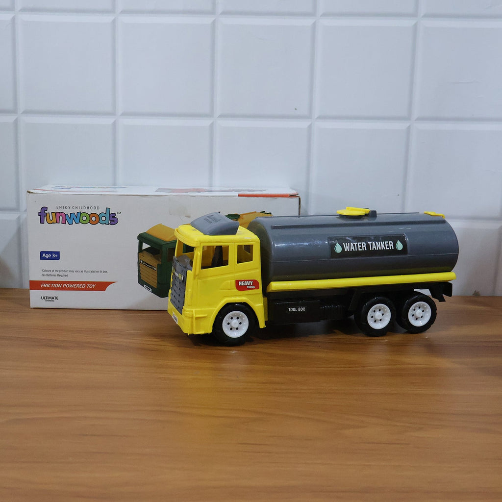 Child playing with fun Water Tanker Toy Truck indoors enhancing motor skills