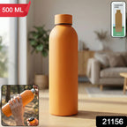 Stainless steel orange water bottle with insulated double-wall design