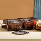 Transparent multipurpose spice jars with golden-accented tray for home