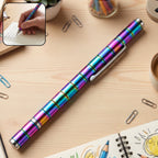 Magnetic metal writing pen with its cap, displayed on a clean white background.