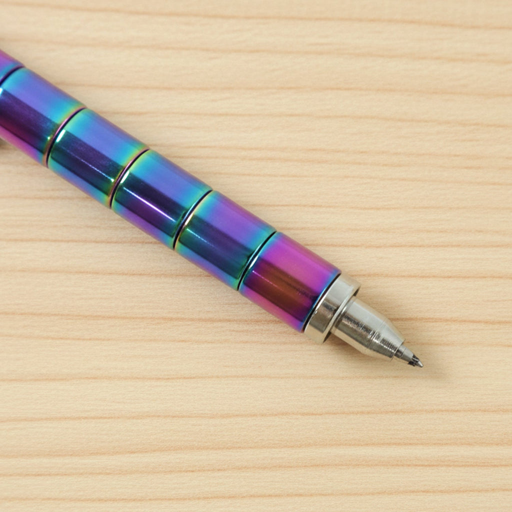 Another creative configuration of the magnetic pen, highlighting its versatility.