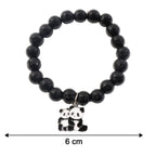 Diagram illustrating the dimensions of the black beaded stretch bracelet.
