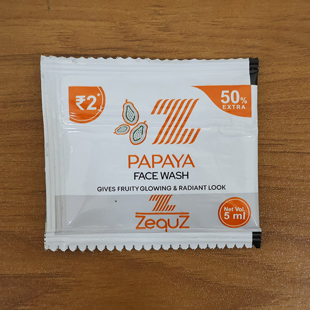 Travel pack of papaya face wash sachet with fruity formula
