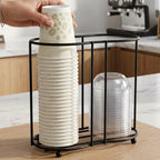 Stylish metal cup storage rack with open design for easy access