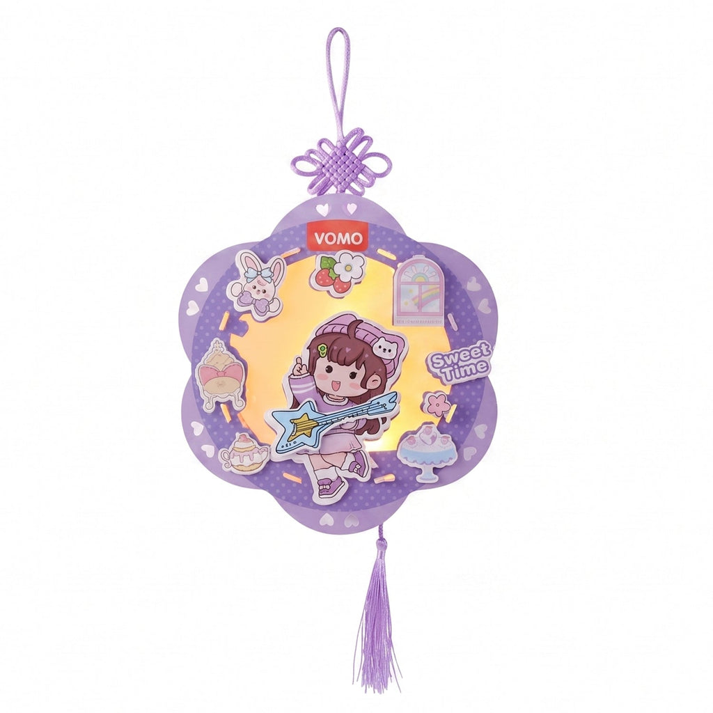 Indoor hanging paper lantern with soft glow