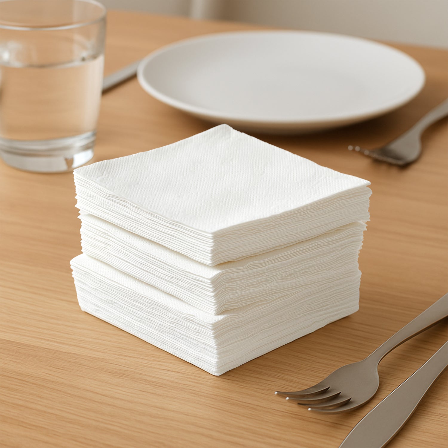 Soft disposable tissue napkins neatly folded in a 75 pack