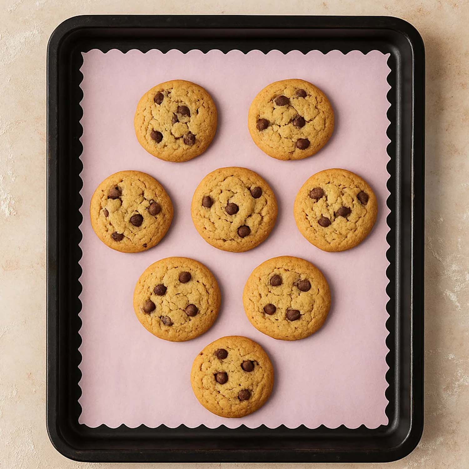 Close-up of non-stick decorative baking paper sheet for oven and food use.
