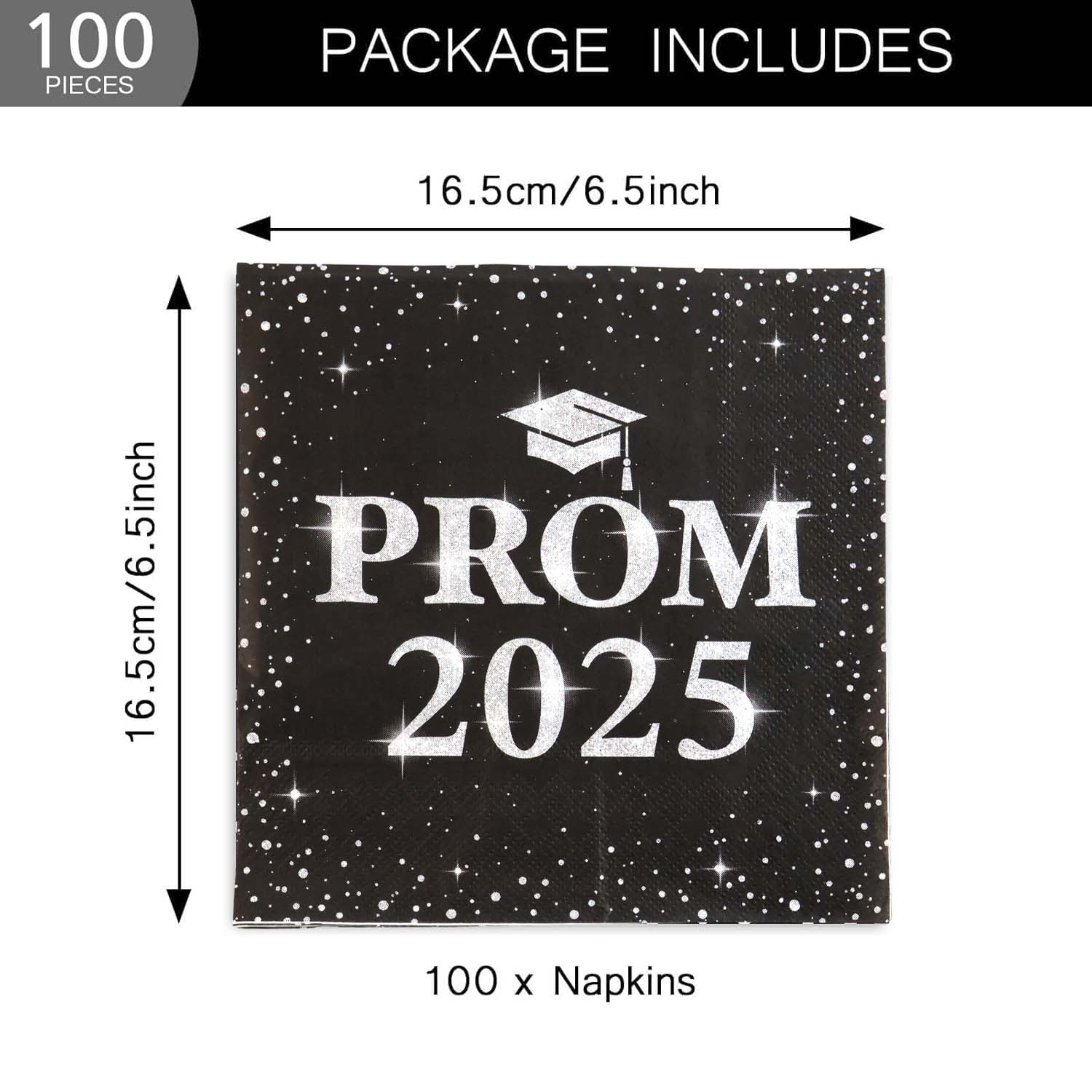 Disposable paper Prom 2025 napkins showcasing size and quality