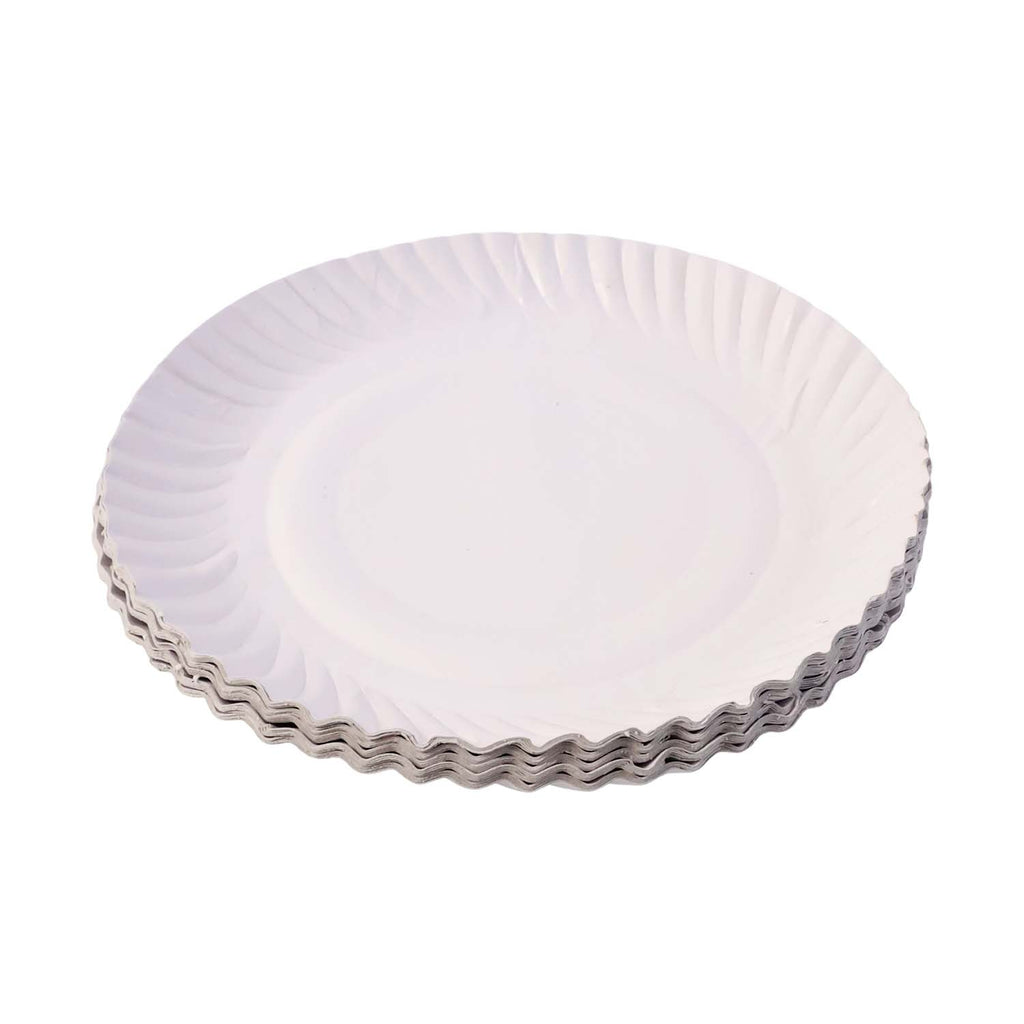 Single Freshee compostable paper plate 7 inch round ready to serve food.