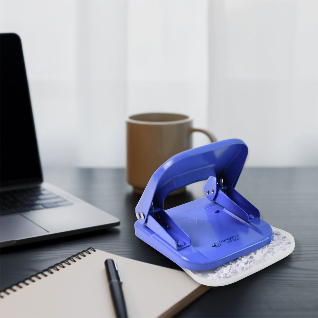 Compact two-hole punch tool ideal for document filing and organization
