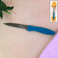 Paring knife with sharp serrated blade for kitchen use