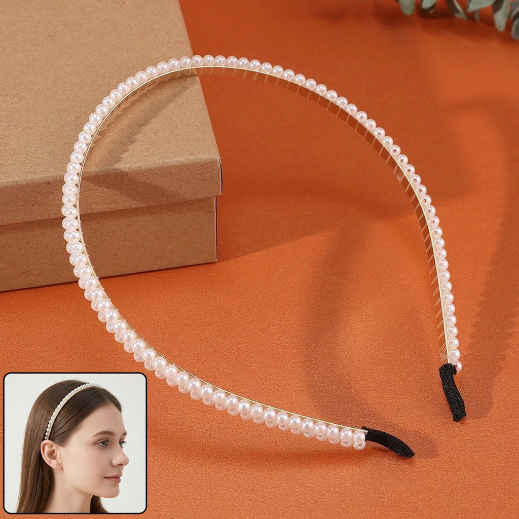 Elegant pearl style headband with a smooth finish for women and girls