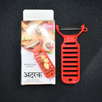 Modern red ginger grater and peeler with ergonomic design