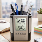 Time, date, temperature display digital desk clock