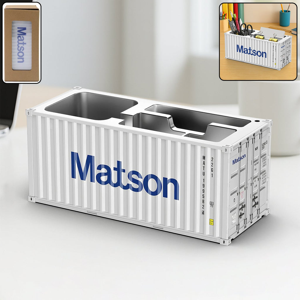 Container-style desk organizer with multiple compartments for pens and stationery