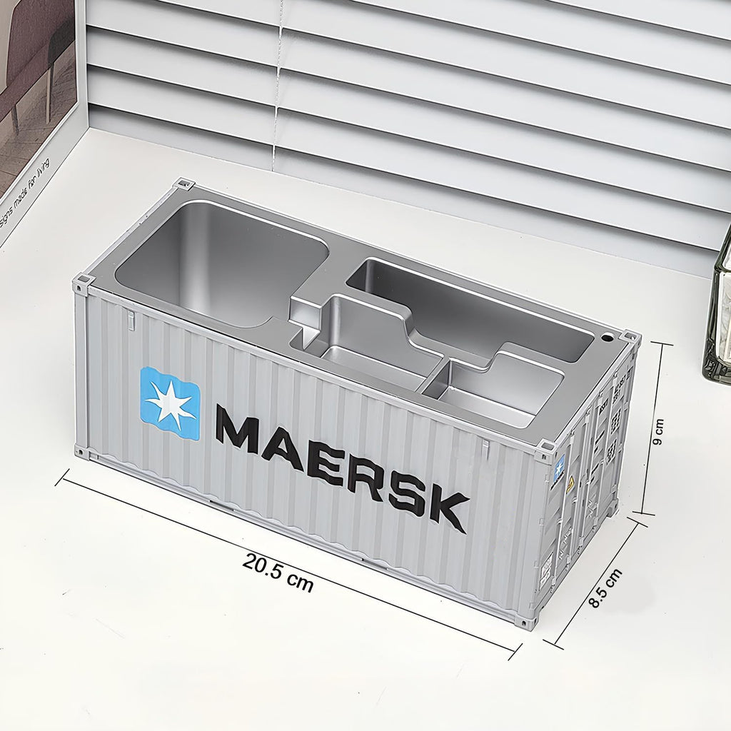 Compact multi-compartment container-style desk organizer for stationery
