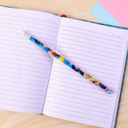 Colorful cartoon pencil set showing smooth graphite core pencils with erasers