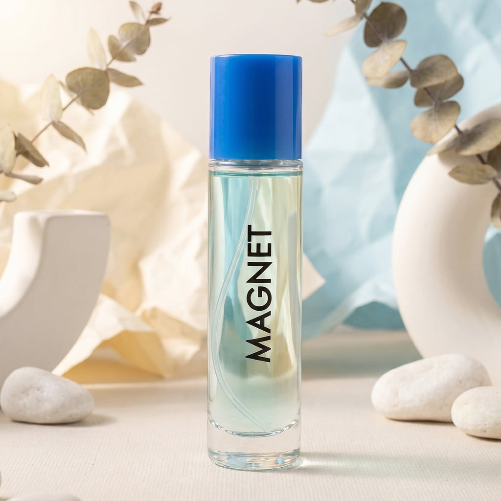 Perfume bottle of men's Eau De Parfum with blue cap