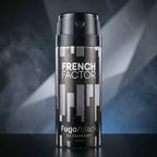 French Factor men's deodorant spray, stylish packaging