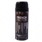 French Factor Black deodorant spray for men, easy to carry