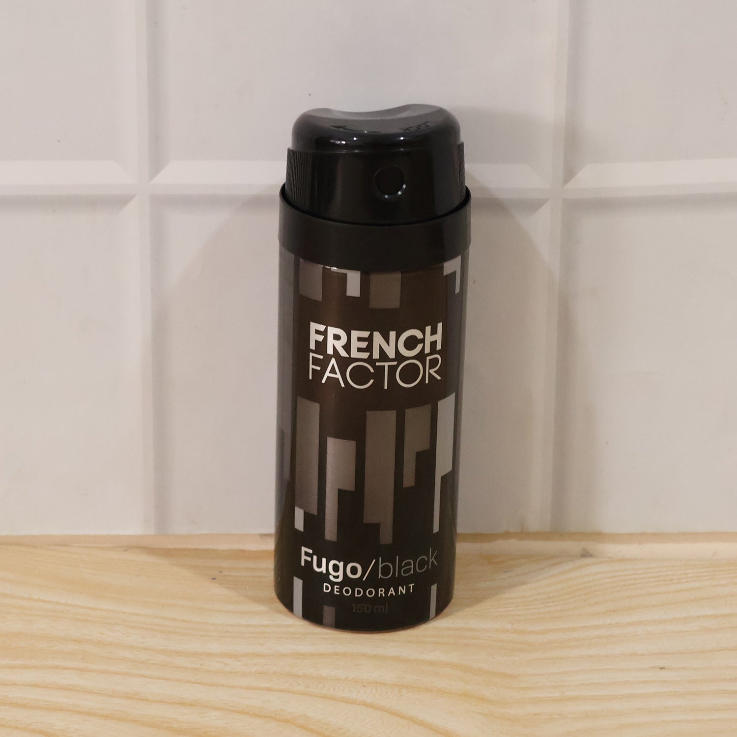French Factor Black deodorant spray for men, compact design