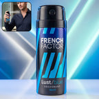 French Factor Lust Blue men's deodorant body spray in a 150 ML bottle