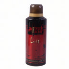 Packaged French Factor Lust Red deodorant spray on a grooming shelf with branding