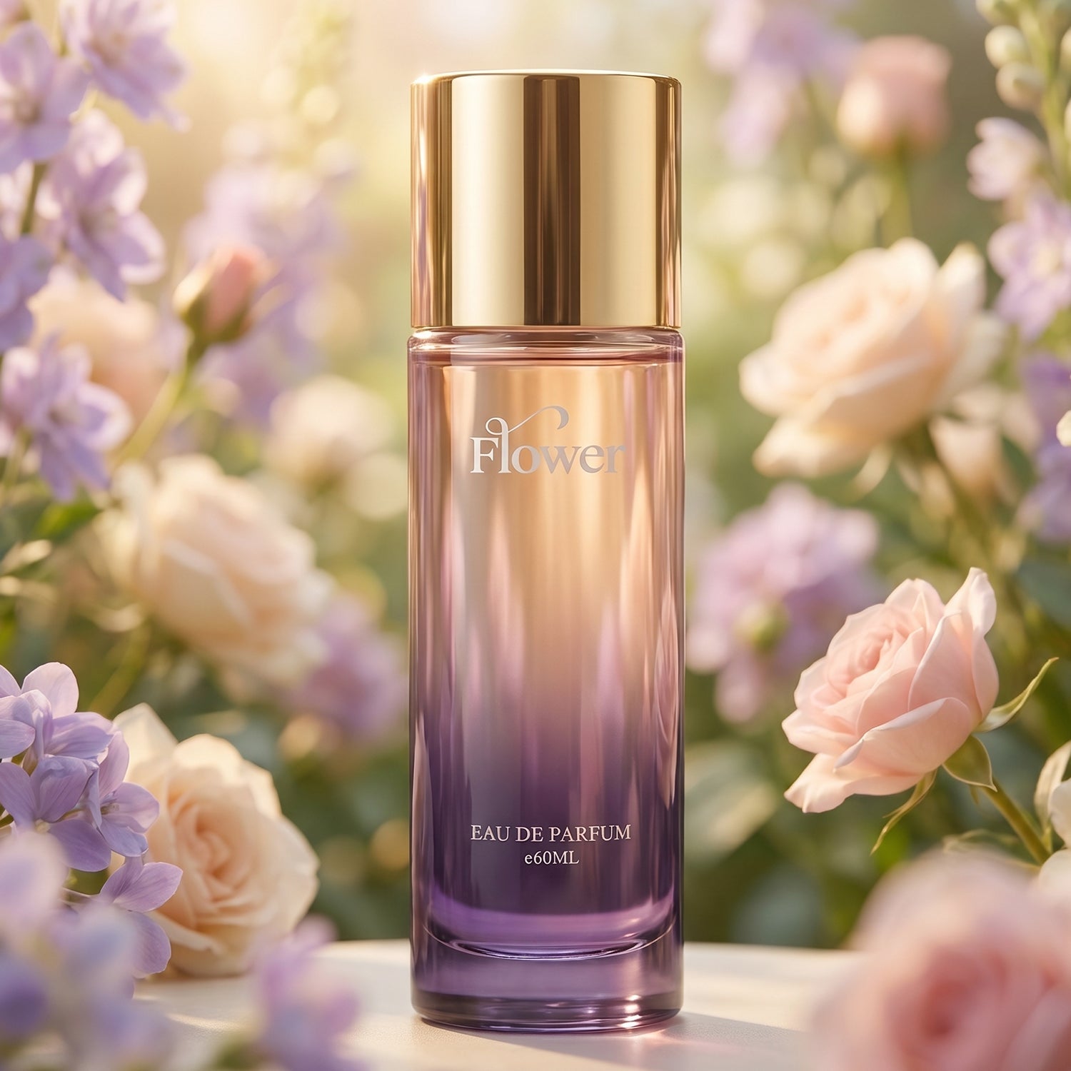 Unisex Flower Eau De Parfum spray bottle from the side
